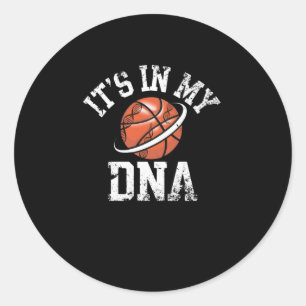 It's In My Dna Basketball Retro Classic Round Sticker