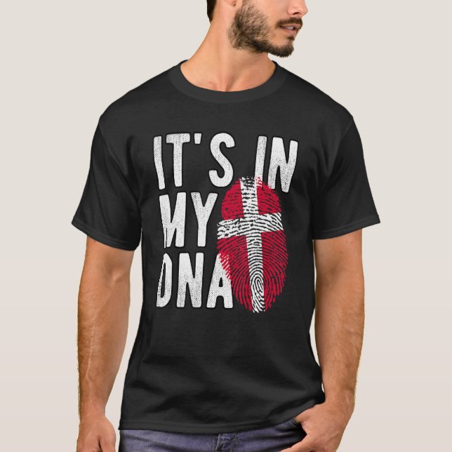 it's in my DNA Denmark flag Fingerprint T-Shirt (Front)