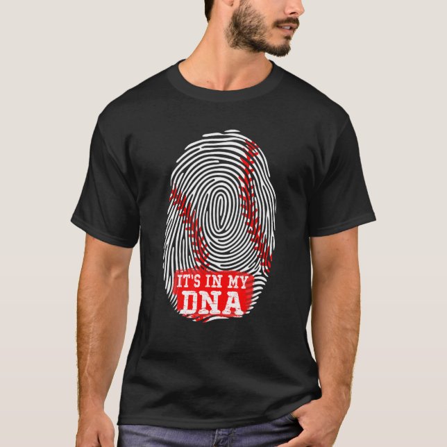 It's In My DNA Fingerprint Funny Baseball T-Shirt (Front)