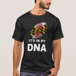 It's In My Dna Fingerprint Maryland State Flag Bal T-Shirt
