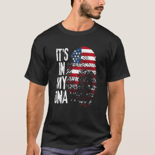 It's In My Dna Fingerprint Usa Flag Patriotic 4th  T-Shirt