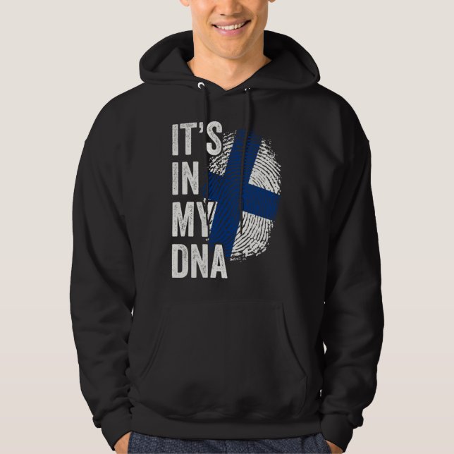 ITS IN MY DNA Finland Flag Finnish Roots Pride Gen Hoodie (Front)
