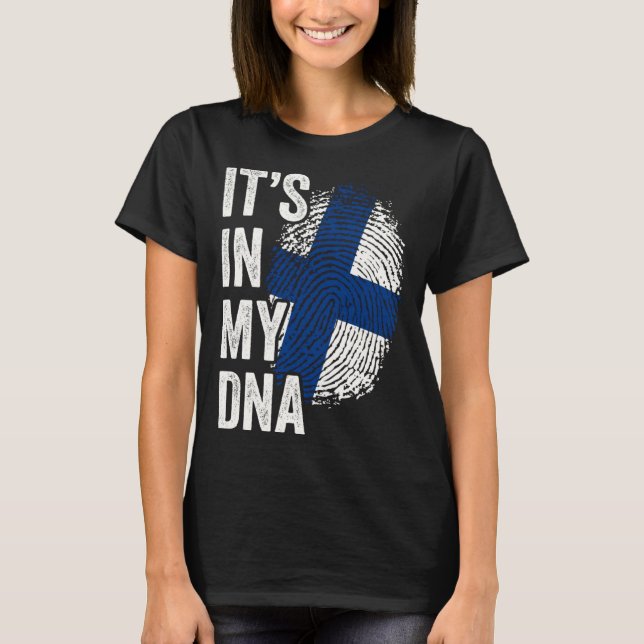 ITS IN MY DNA Finland Flag Finnish Roots Pride Gen T-Shirt (Front)