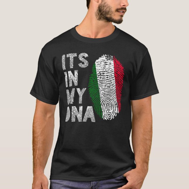 Its In My DNA Funny Italian Flag Fingerprint T-Shirt (Front)