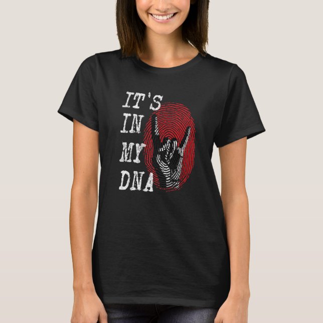 IT'S IN MY DNA Hand Horns Fingerprint Punk Rock Di T-Shirt (Front)