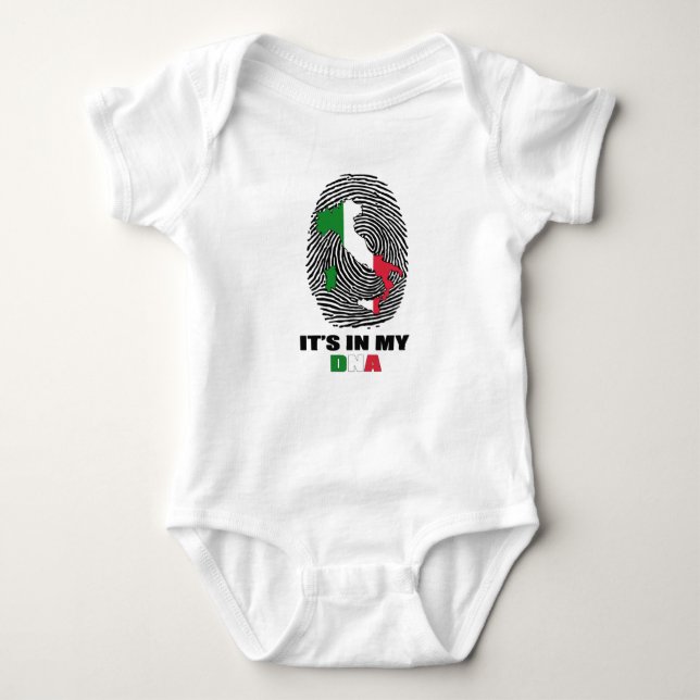 It's In My DNA Italy Patriotic Proud Italian Baby Bodysuit (Front)
