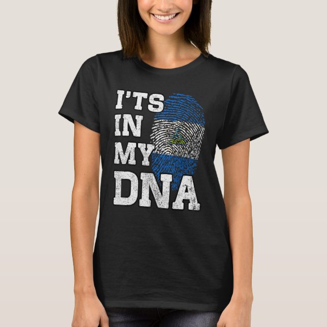 It's In My DNA Nicaraguan Fingerprint Proud Nicara T-Shirt (Front)