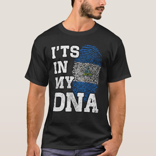 It's In My DNA Nicaraguan Fingerprint Proud Nicara T-Shirt (Front)