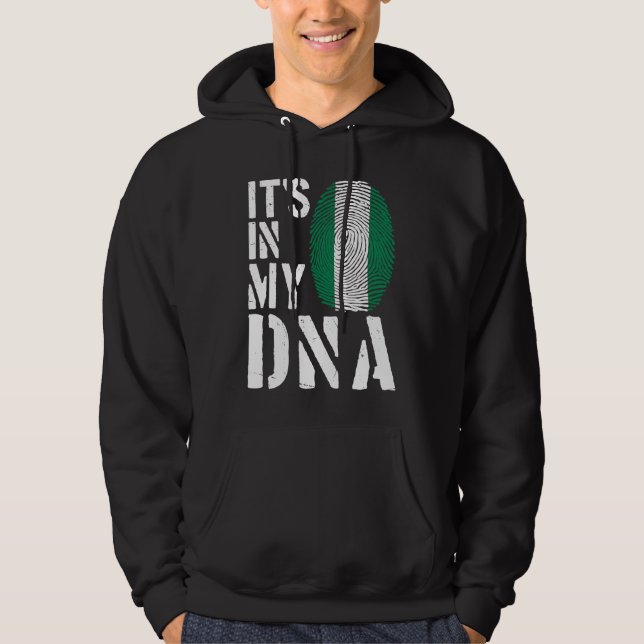It's In My DNA Nigerian Flag Fingerprint BHM Afro  Hoodie (Front)