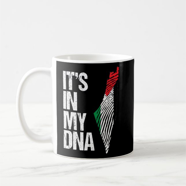 Its In My Dna Palestinian Flag And Map  Coffee Mug (Left)