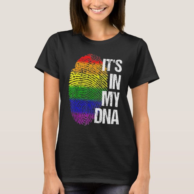 Its In My Dna Rainbow Flag Fingerprint Gay Pride M T-Shirt (Front)