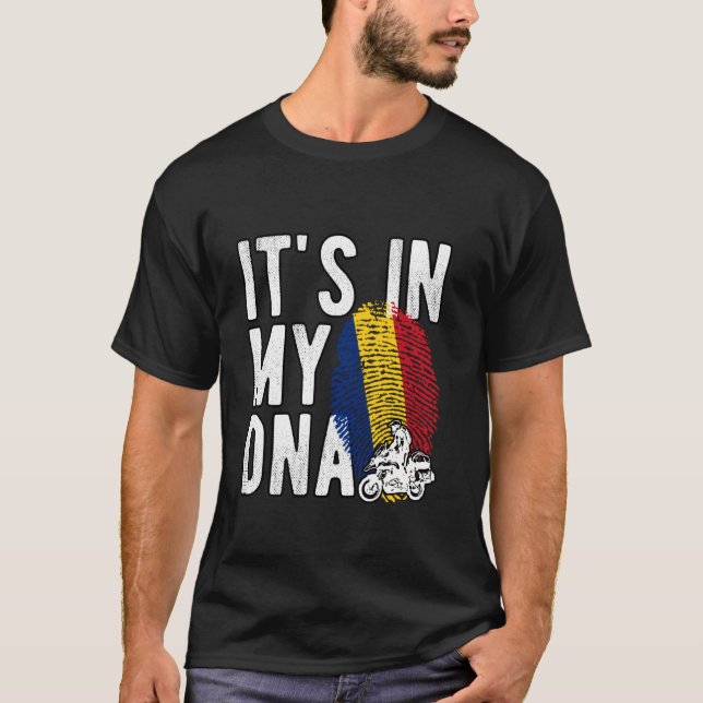 It's in My DNA Romania Flag Romanian motorcycle ri T-Shirt (Front)