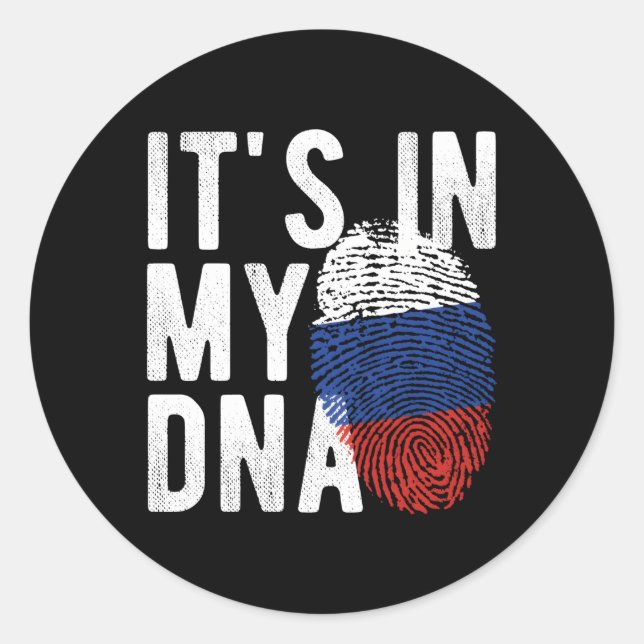 It'S In My Dna Russia Flag Fingerprint Classic Round Sticker (Front)