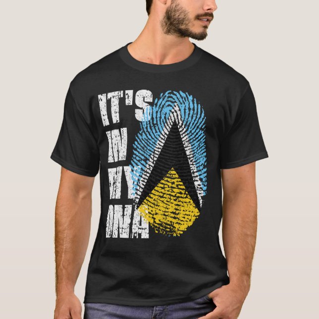IT'S IN MY DNA Saint Lucia Flag Boy Girl Gift T-Shirt (Front)