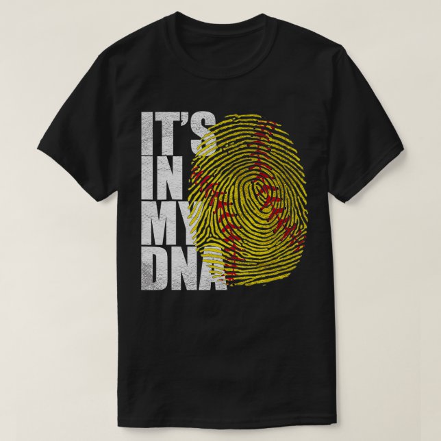 Its In My DNA Softball Lover Funny Softball Finger T-Shirt (Design Front)