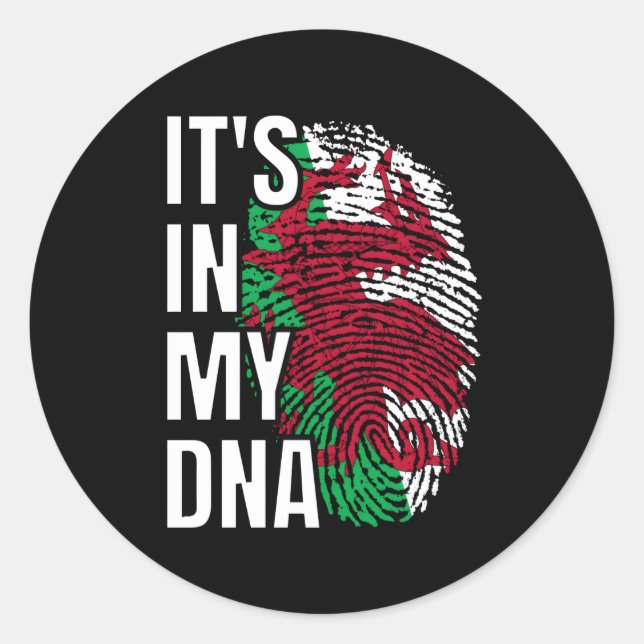 Its In My Dna Welsh Flag Wales Fingerprint Classic Round Sticker (Front)