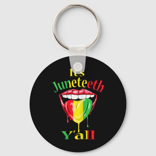 Its Juneteenth Yall Cool Lips Melanin Pride Africa Key Ring (Front)