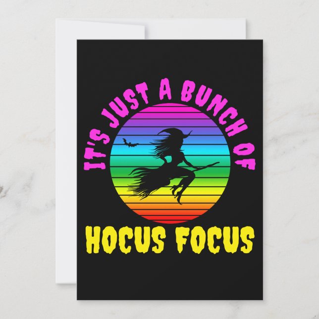 It's Just a Bunch of Hocus Pocus Colourful Witch Invitation (Front)
