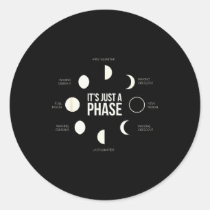 It's Just A Phase Lunar Phases New Moon Earth Hemi Classic Round Sticker