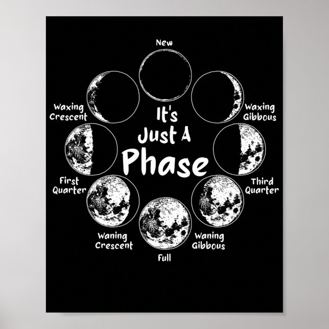 It's Just A Phase Moon Cycle Phases Of The Moon Poster (Front)