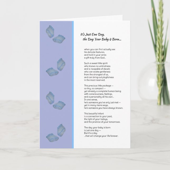 It's Just One Day...New baby boy Card (Front)