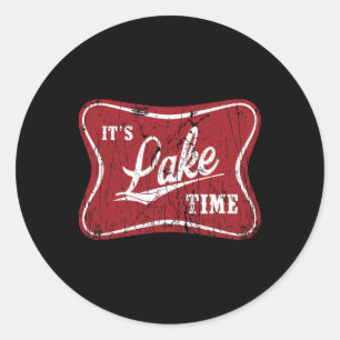 It's Lake Time Funny Fishing Classic Round Sticker