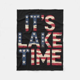 It's Lake Time Patriotic American Flag Usa 4th Of Fleece Blanket