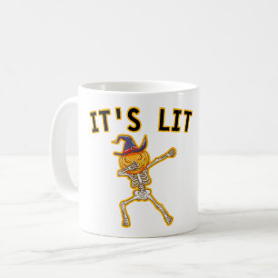 IT'S LIT - DABBING HALLOWEEN SKELETON PUMPKIN COFFEE MUG
