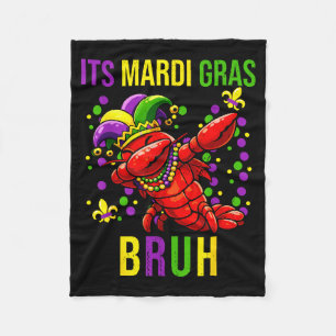 Its mardi gras bruh crayfish dab boys teen kids fleece blanket