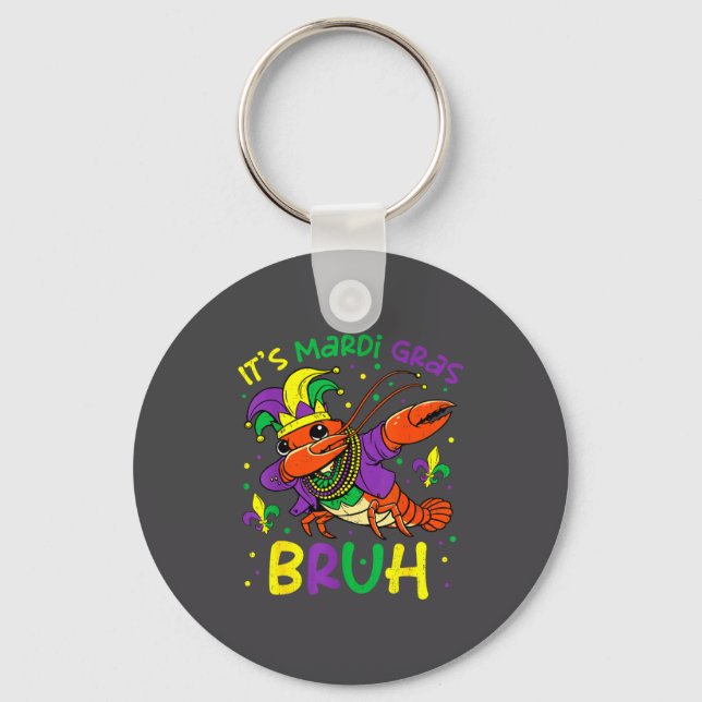 Its Mardi Gras Bruh Crayfish Dab Jester Beads Boys Key Ring (Front)