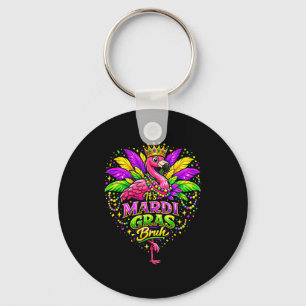 Its Mardi Gras Bruh Cute Flamingo Mardi Gras Carni Key Ring