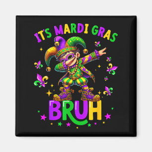 It's Mardi Gras Bruh Dabbing Leprechaun Jester New Magnet