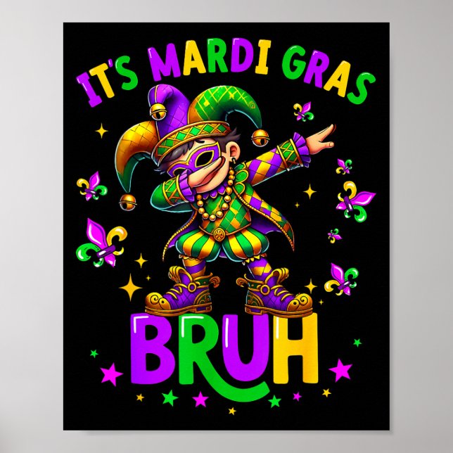 It's Mardi Gras Bruh Dabbing Leprechaun Jester New Poster (Front)