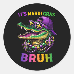 It's Mardi Gras Bruh Marigator Alligator Mardi Gra Classic Round Sticker