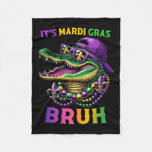 It's Mardi Gras Bruh Marigator Alligator Mardi Gra Fleece Blanket