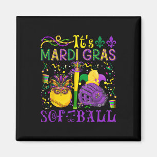 It's Mardi Gras Softll Player Team Costume Masked Magnet