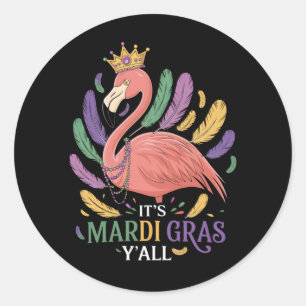 Its Mardi Gras Y'all Flamingo Costume Classic Round Sticker