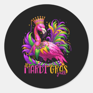 Its Mardi Gras Y'all Flamingo Costume Girls Women Classic Round Sticker