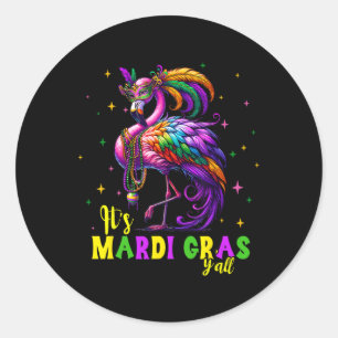 Its Mardi Gras Y'all Flamingo Costume Girls Women Classic Round Sticker