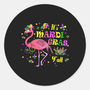 Its Mardi Gras Y'all Flamingo Costume Girls Women Classic Round Sticker