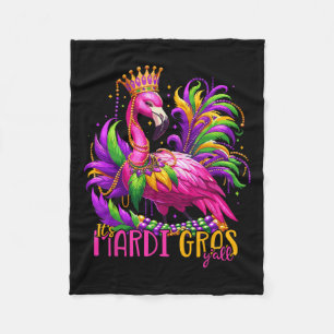 Its Mardi Gras Y'all Flamingo Costume Girls Women Fleece Blanket