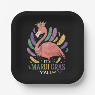 Its Mardi Gras Y'all Flamingo Costume  Paper Plate