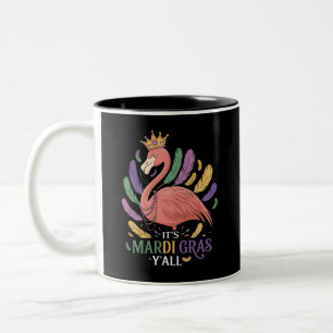 Its Mardi Gras Y'all Flamingo Costume  Two-Tone Coffee Mug