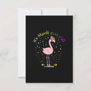 Its Mardi Gras Yall Funny Mask Flamingo Lover Invitation