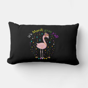 Its Mardi Gras Yall Funny Mask Flamingo Lover Lumbar Cushion