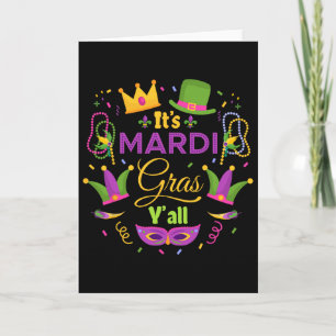 Its Mardi Gras Yall Mardi Gras Party Mask Costume  Card