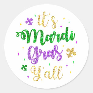 Its Mardi Gras Yall Mardi Gras Party Mask Costume Classic Round Sticker