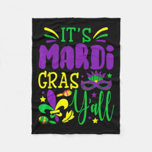 Its Mardi Gras Yall Mardi Gras Party Mask Costume Fleece Blanket