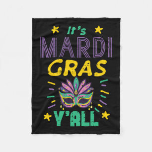 Its Mardi Gras Yall Mask Fat Tuesday Party Women M Fleece Blanket