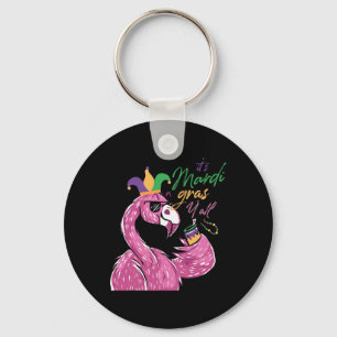 It's Mardi Gras Yall Shenanigan Beans Flamingo Key Ring